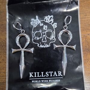 Killstar Silver Gothic Ankh and Skull Pendants